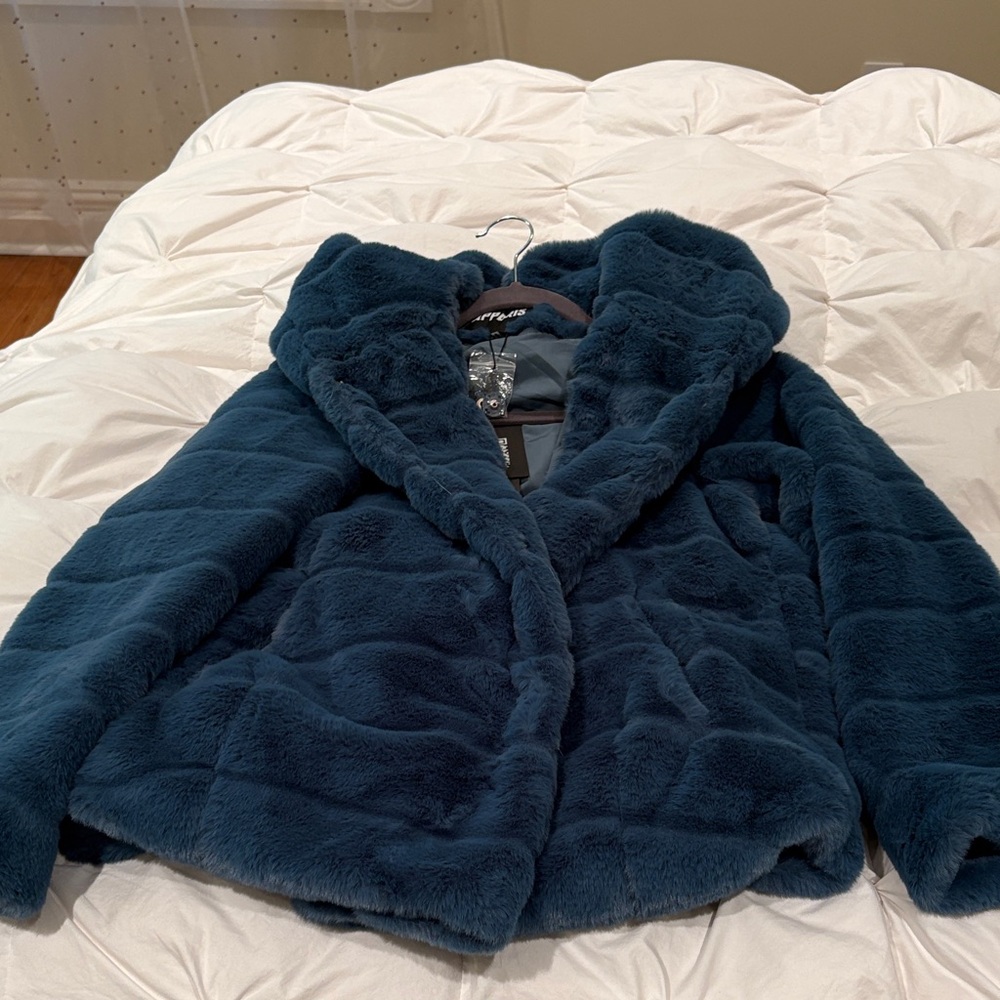 Apparis Sky Blue Vegan Fur Coat